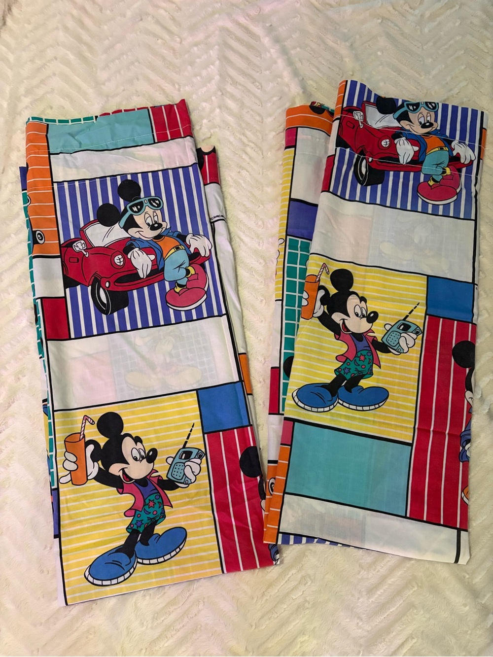 Vintage Disney Mickey Mouse Curtains 80s 90s Retro Handmade Rod Pocket 48x64